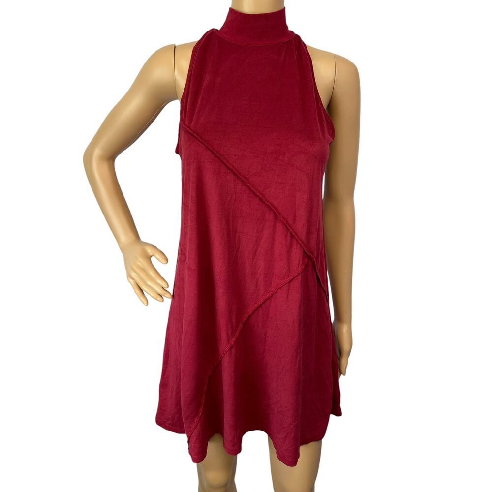 Peep Toe Suede Red Maroon Mini Dress Size S Sleeveless Party Holiday Sexy